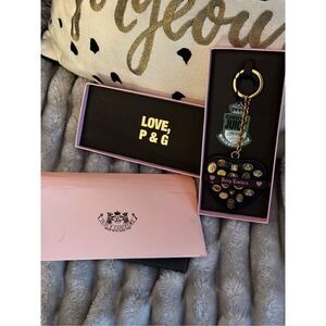 Vintage OG gold juicy couture very rare black Leather w/gold coin rivets heart J